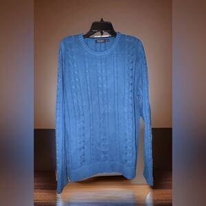 Nautica Men's Bluish-Teal Cable Knit Sweater-XL-EUC